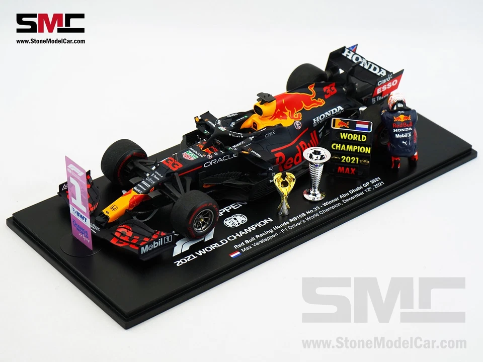 2021 F1 WDC Max Verstappen Red Bull RB16B Abu Dhabi 1:18 Spark Figure Special - Image 2 of 4