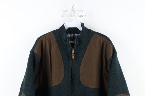 Vtg Orvis Mens Large Flannel Lined Wool Half Zip Pullover Sweater Jacket Swacket - Picture 2 of 10