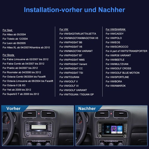7" 2Din Autoradio Android 13.0 GPS Navi BT WIFI Für VW GOLF V Touran Caddy Polo - Bild 2 von 12