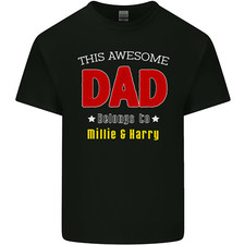 Personalised This Awesome Dad Belongs to Mens Cotton T-Shirt Tee Top