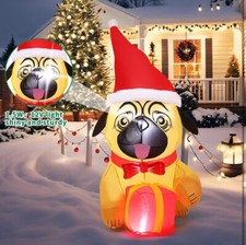 5 FT CHRISTMAS PUG INFLATABLE
