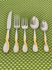 Oneida GOLDEN AQUARIUS Stainless Gold Accent Flatware SMART CHOICE A11G