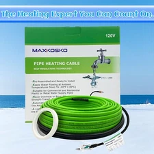 MAXKOSKO Self-Regulating Pipe Heat Tape for Pipe Freeze Protection, Pipe heating