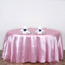Pink 120" ROUND Satin TABLECLOTH Wedding Party Home Kitchen Tabletop Linens Home