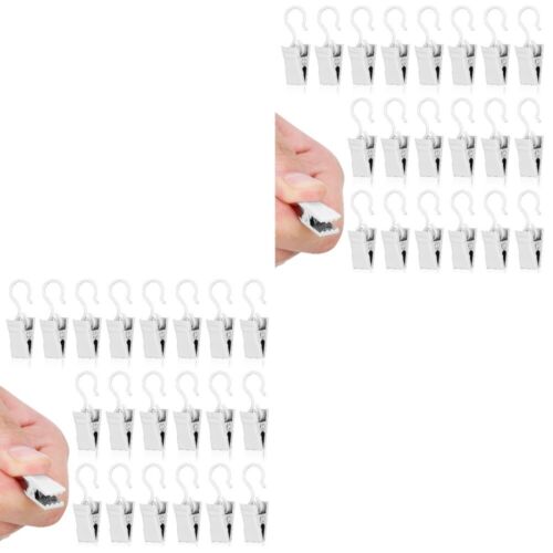  80 Pcs Metal Small Hook Clip Set Curtain Hanger Photo (painted White) 40 Pieces - Picture 1 of 12