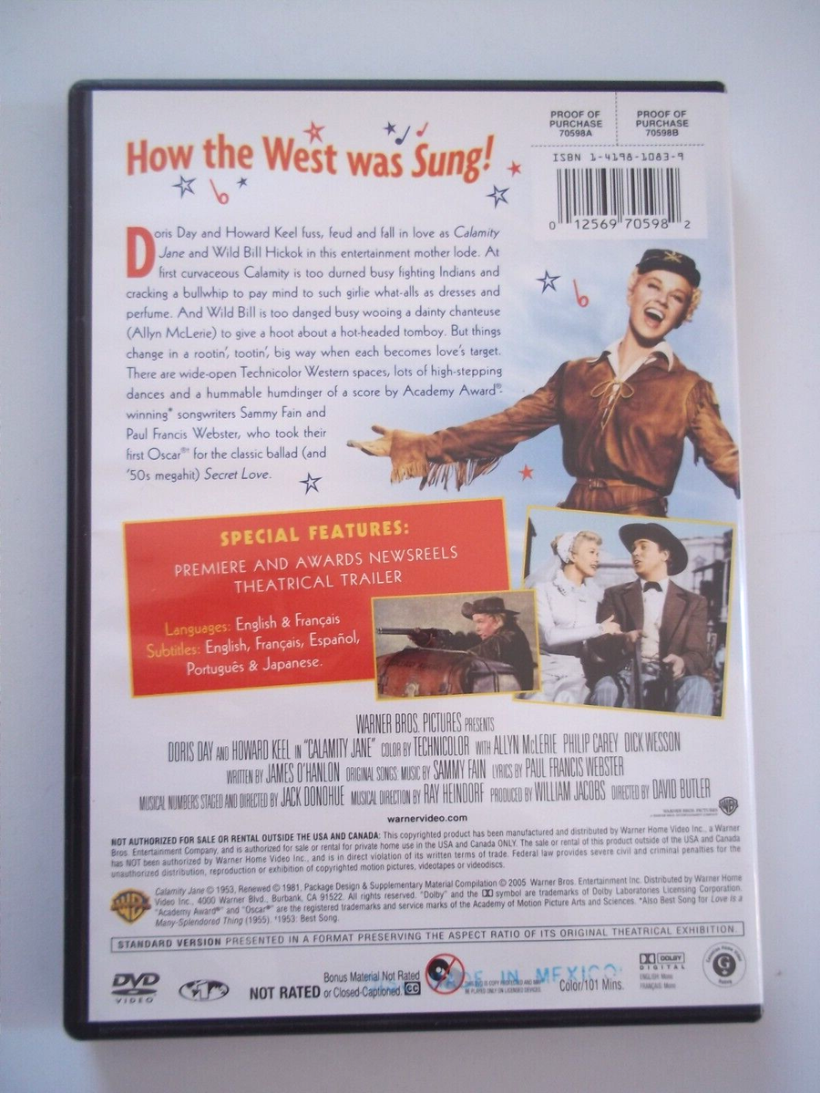 DVD CALAMITY JANE Doris Day, Howard Keel, Allyn McLerie 1953, 1981