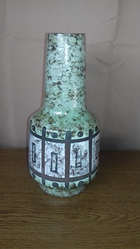 VEB Haldensleben Vase Keramik DDR 1970er 4070 A grün/grau - Bild 3 von 8