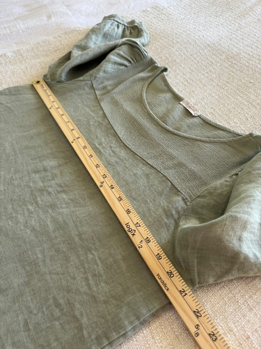 Bellambra Italien Damen M grün Leinen bluse Langarm Multi Media Tunika Top - Bild 6 von 9