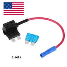 5 Pack Standard Add-a-Circuit Fuse Tap Piggyback Fuse Holder & 15A Blade Fuse