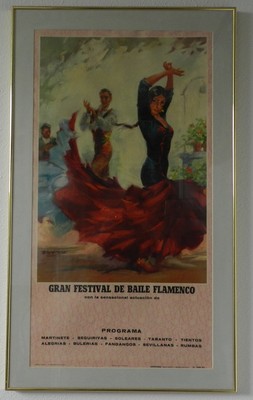 1974 ''Gran Festival De Baile Flamenco'' Spanish dance 20'' X 38'' framed poster
