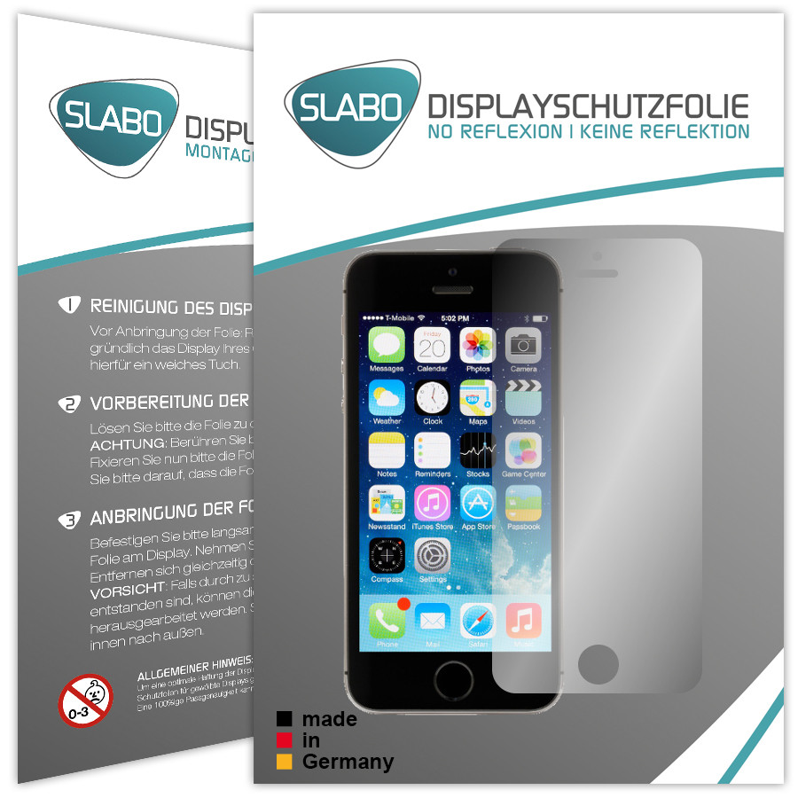 Pellicola proteggi schermo Slabo per iPhone 5 5S 5C SE (set 4
