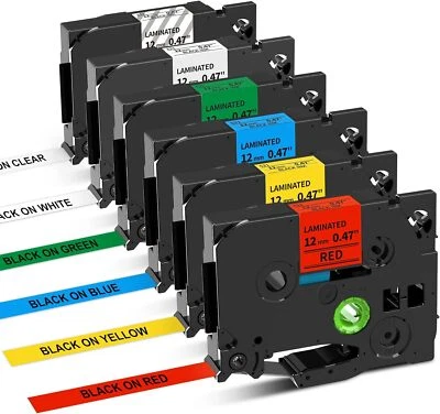 OOZMAS 6x Etikettenband für Brother P-Touch TZe231 12mm TZ-231 TZ-131 431 531 631 731