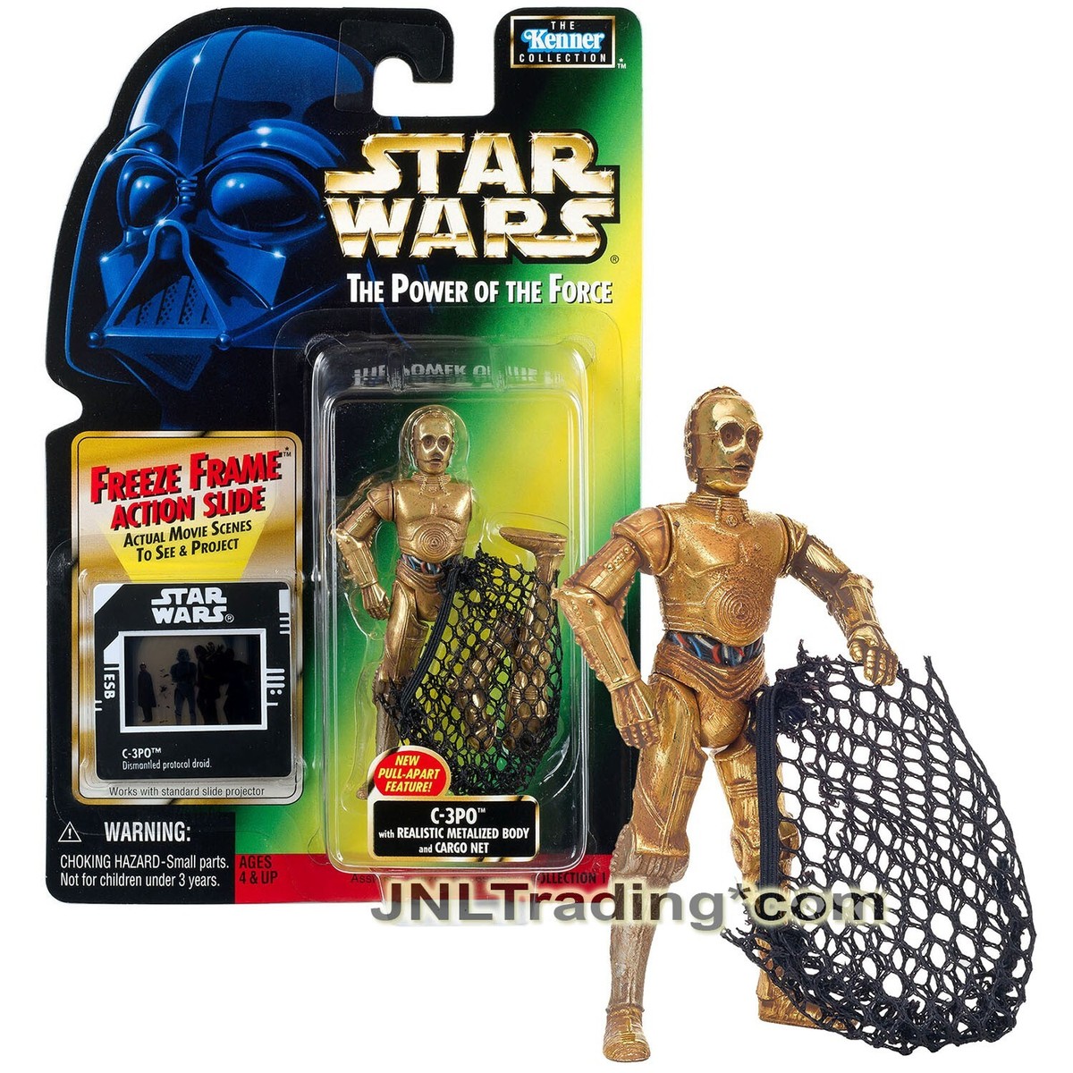 Yr 1997 Star Wars Power of The Force Figure C-3PO with Cargo Net +