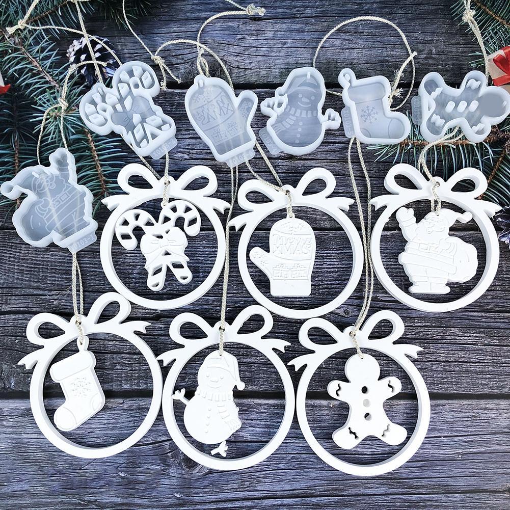 7 Silicone Moulds Christmas Casting Moulds for DIY XMAS Epoxy Resin Crafts  K3Q6