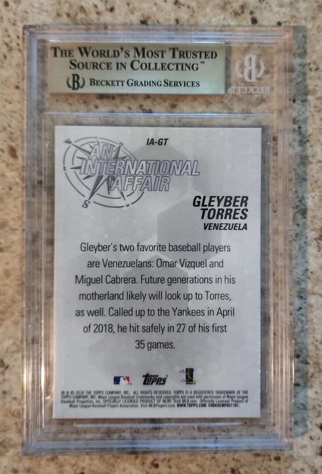 2018 Topps Chrome Holo Update An International Affair Gleyber Torres BGS 9.5 Gem - Image 3 of 3
