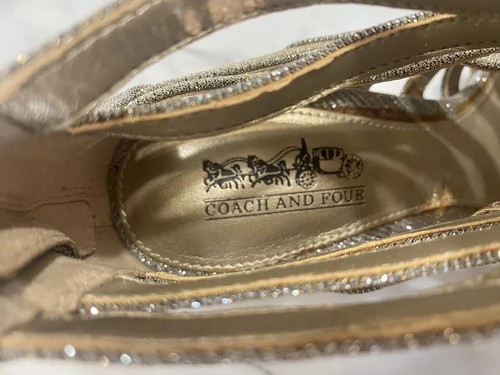 Coach And Four Damen-Gladiator-Absätze silberfarben/goldfarben glitzernd zehenfrei Reißverschluss hinten Größe 6 - Bild 9 von 10
