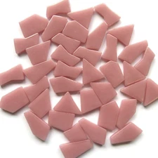 Rose Pink Odd Cut Shaped Glass Mosaic Tiles - 25 Tiles-Size 3/8 to 1 inch