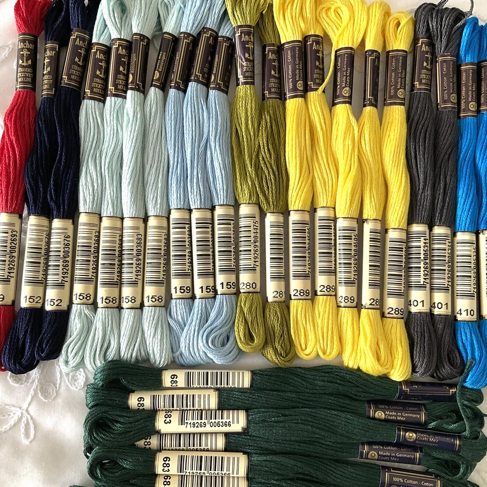 Anchor Mouline 8M Sticktwist Embroidery Floss Lot of 36 Various Mixed Colors New - Image 3 of 4