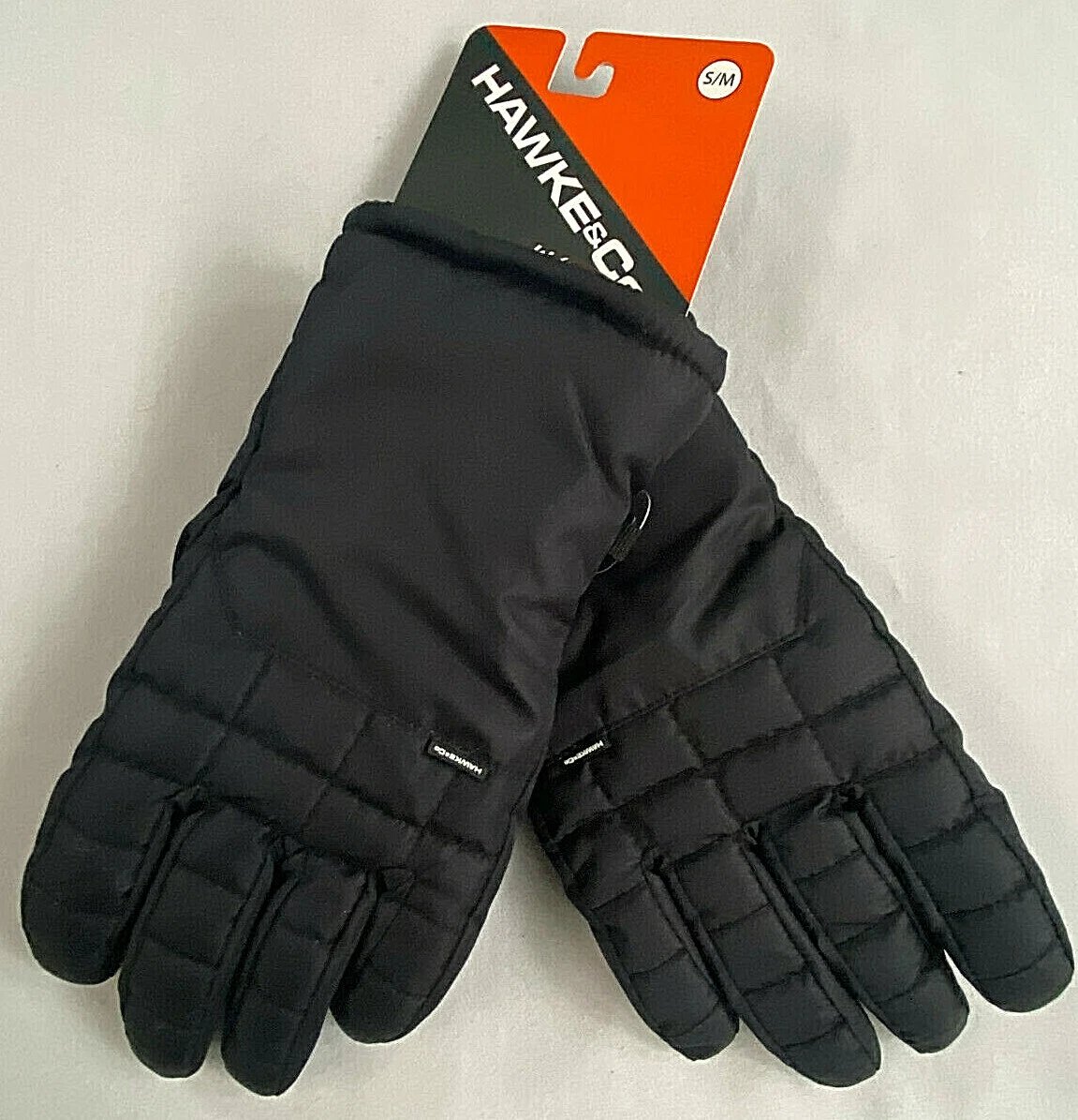 MENS S/M HAWKE & CO MID WEIGHT LINED TOUCHSCREEN FIELD GLOVES, BLACK