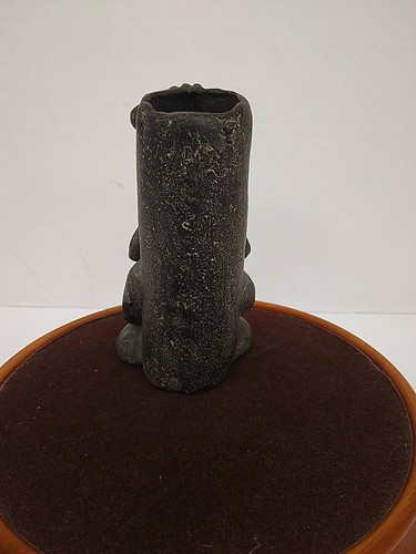 Vintage 1940s 1950s Mexican Oaxaca Barro Negro Black Clay Figural Pottery Vase - Picture 3 of 8