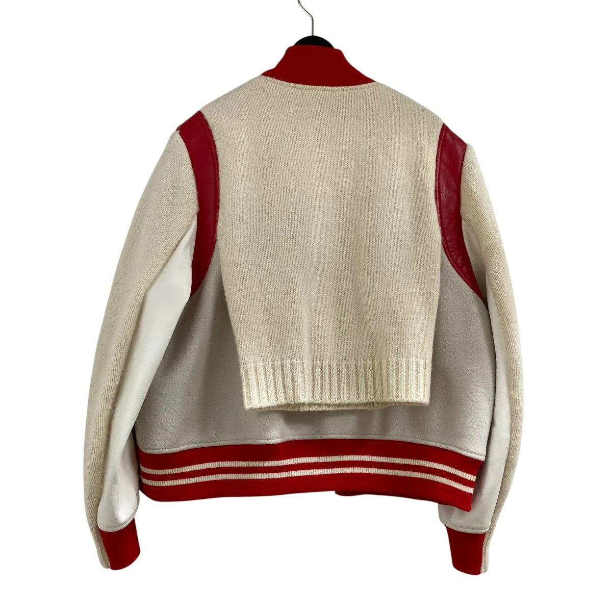 Undercover Knit Docking Varsity Jacket Ivory Red … - image 3