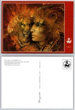 Continental Leo Zodiac Lion Art Postcard