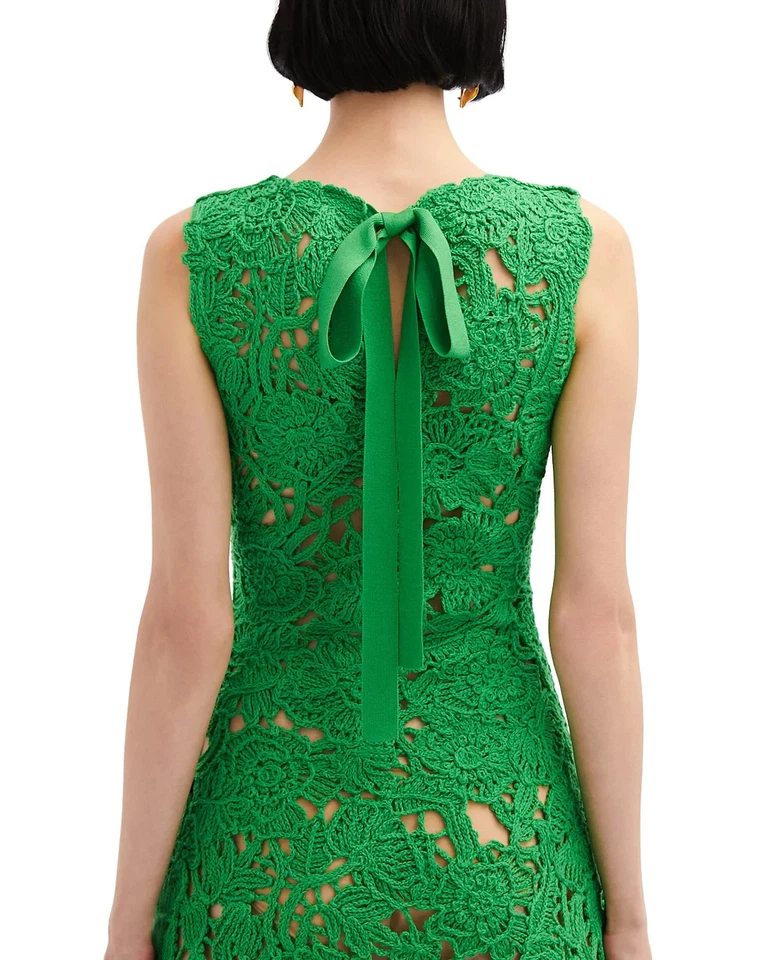 $4990 Oscar de la Renta Birdsnest Poppies Crochet Dress NWT Cactus Size L - Image 4 of 4