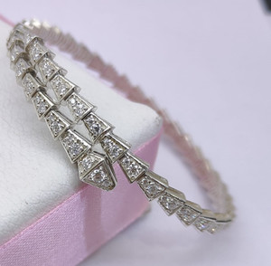 Authentic Lab Diamond Snake Bracelet 14k Gold Plated 925 Sterling Silver Luxury Women