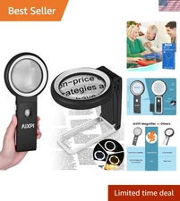 Versatile 30X 40X Magnifier with LED Light and Hands-Free Stand for Comfort