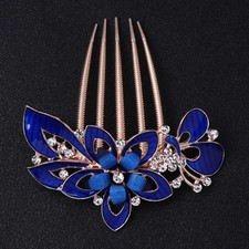 Vintage Hair Comb Metal Accessories Flower Floral Combs for Women Purple