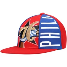 Men's Mitchell & Ness Red Philadelphia 76ers Hardwood Classics Big Face Callout
