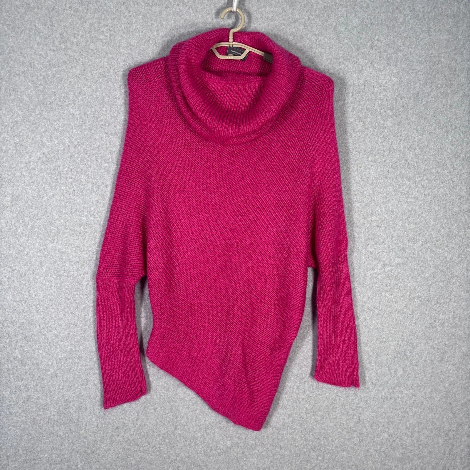 Wooden Ships Mohair Wool Poncho Sweater M/L Cowl Neck Asymmetrical Comfy Cozy