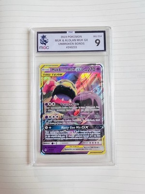 2019 Pokemon Muk & Alolan Muk GX Tag Team 61/214 Unbroken Bonds MGC 9 Mint