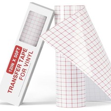 HTVRONT 12" x 50 FT Transfer Tape for Vinyl Red Alignment Grid Transfer paper