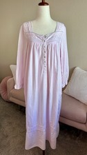 Eileen West Long Nightgown Blush Pink Cotton Floral Accent Women  s S Prairie
