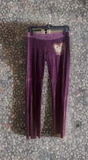 Y2K RARE Juicy Couture Purple Velour Butterfly Logo Sweatpants Women  s Petite XS
