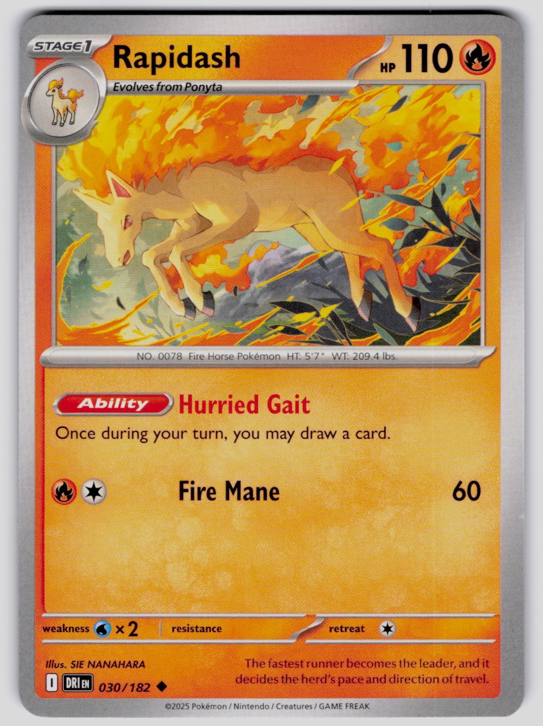 Rapidash Destined Rivals 030/182 Normal Pokemon TCG NM