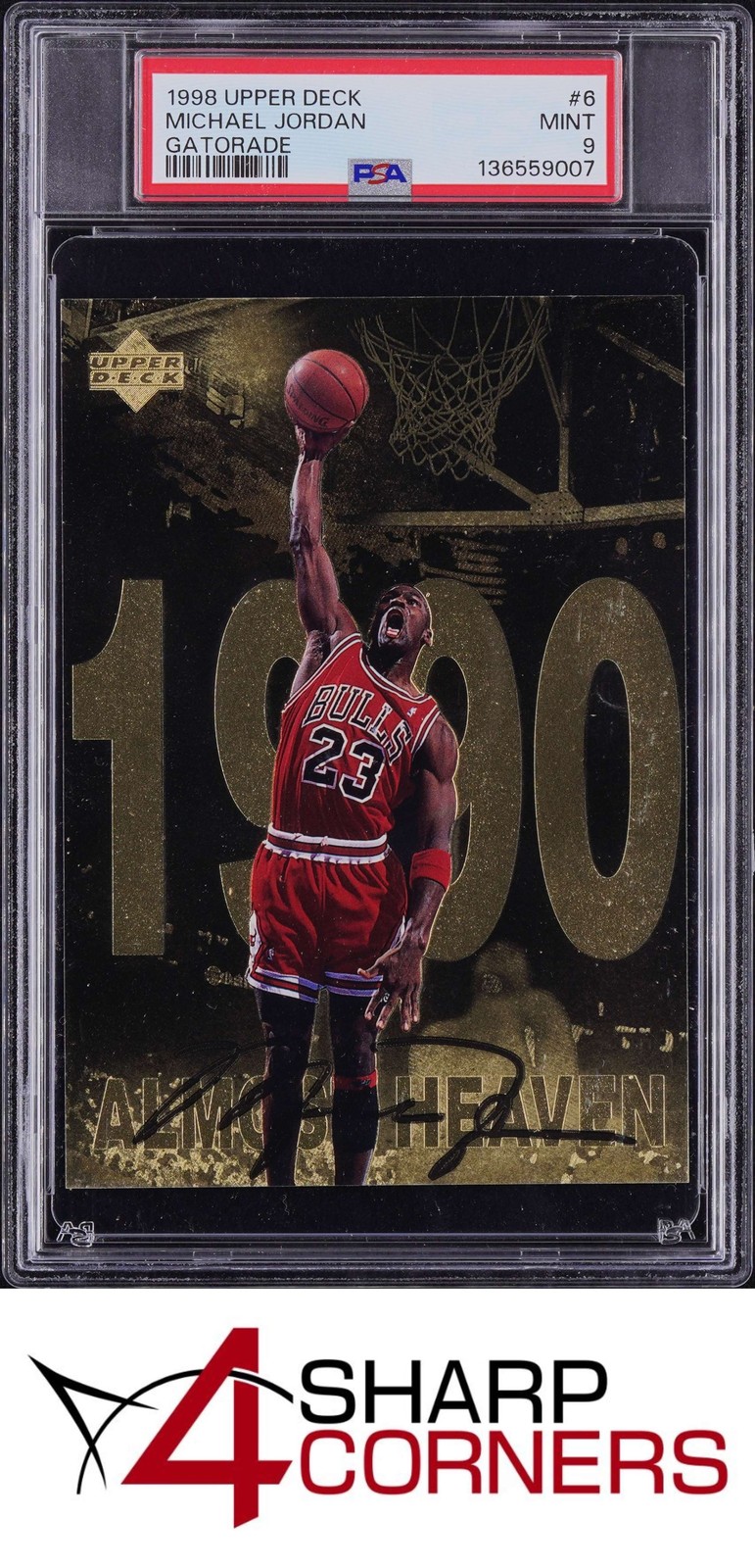 1998 UPPER DECK GATORADE MICHAEL JORDAN #6 BULLS HOF PSA 9