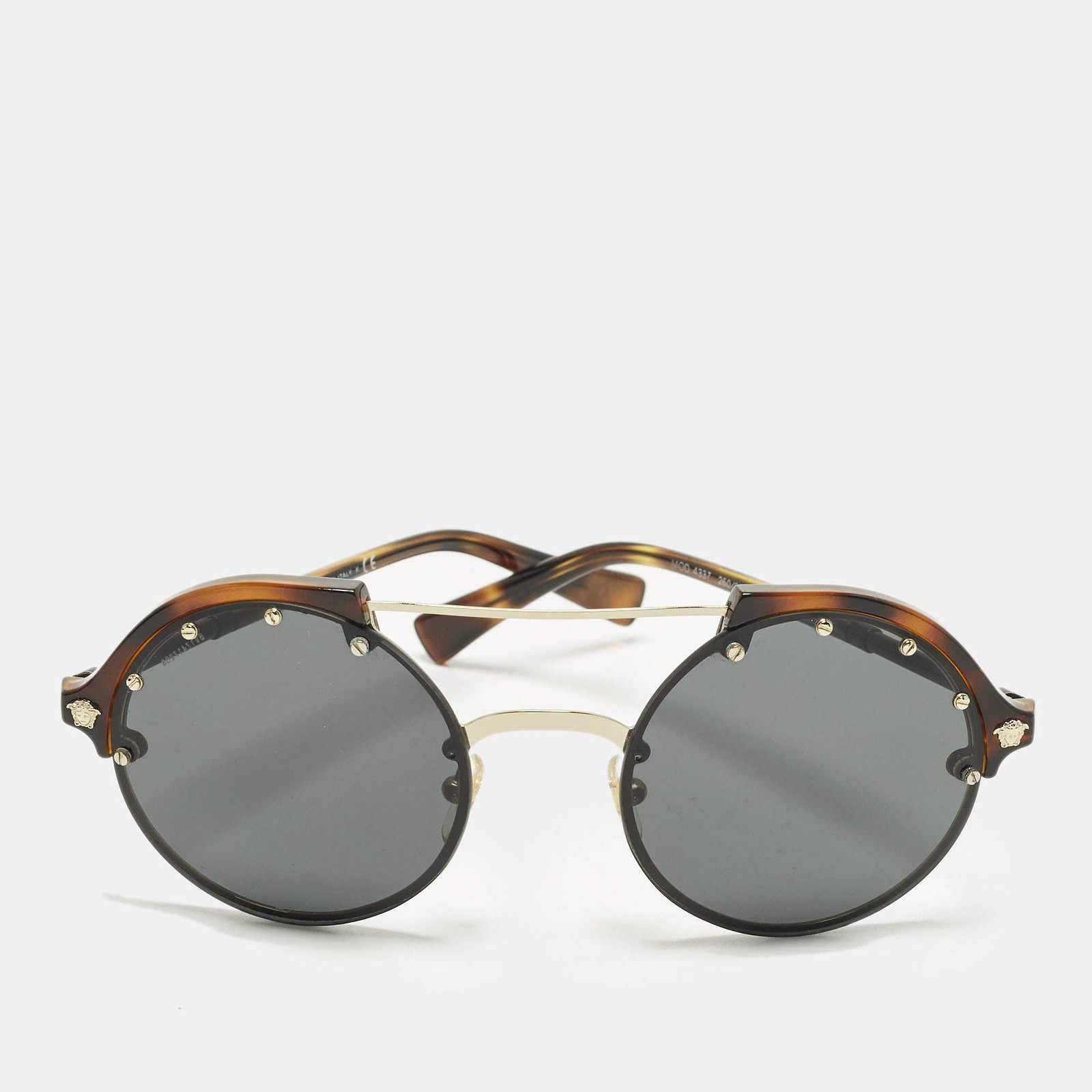 Versace Tortoise BrownBlack MOD 4337 Medusa Round Sunglasses