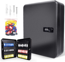 120 Position Key Cabinet with Combination Lock Wall Mount, Black Steel Locking K