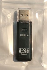 USB Card Reader, USB to Micro SDXC Card Reader USB 2.0 Dual Slot W Cap Black