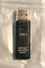 USB Card Reader, USB to Micro SDXC Card Reader USB 2.0 Dual Slot W Cap Black