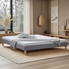 Polsterbett 180x200 Doppelbett Stoff Grau mit Lattenrost Futonbett Homestyle4u