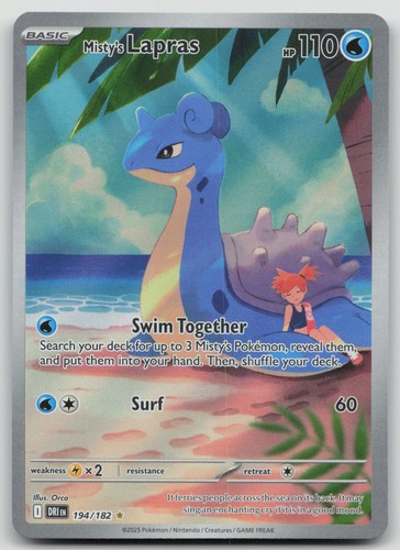 Pokemon Misty's Lapras 194/182 Sv10 Destined Rivals Full Art Holo IR EN NM