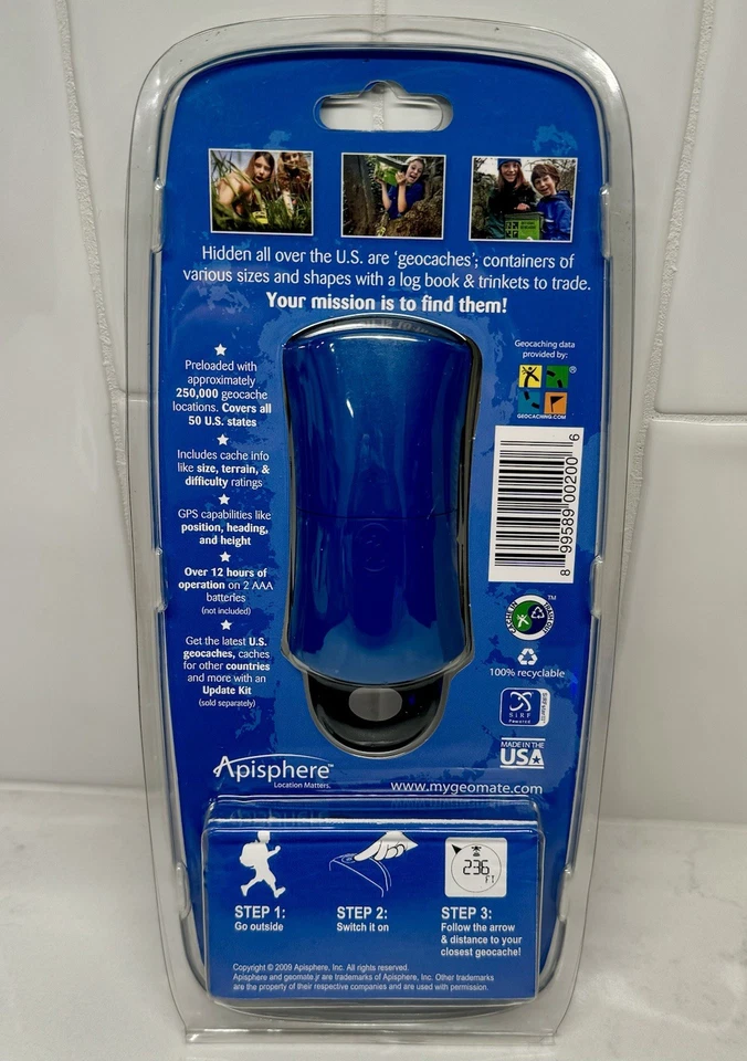 VTG NOS 2009 Geomate Jr Geocaching GPS Green  NEW 250k preloaded Geochaches - Image 3 of 4