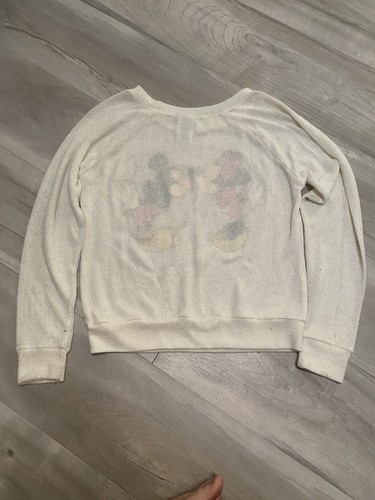 Disney Mickey & Minnie Kissing Knitted White Crewneck Sweater size KIDS Large - Picture 5 of 8