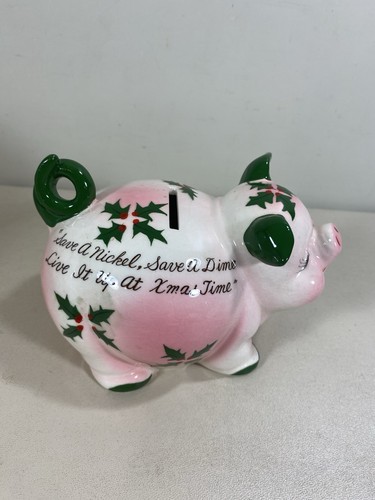 Kreiss Christmas Piggy Bank with Original Stopper and Holly and Berries - Picture 6 of 9
