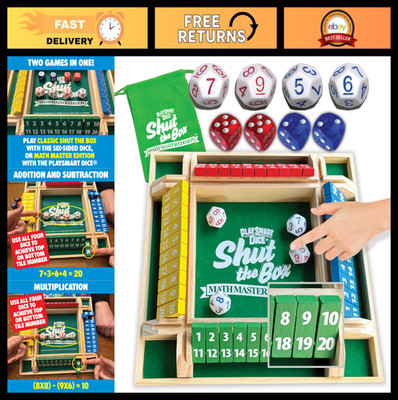 Deluxe Wooden Shut the Box Game for 1-4 Players - Math, Dice, Fun & Strategy!
