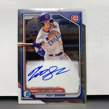 2024 Bowman Chrome Prospect Autographs Matt Shaw #CPA-MS (AU, RC) On Card Auto