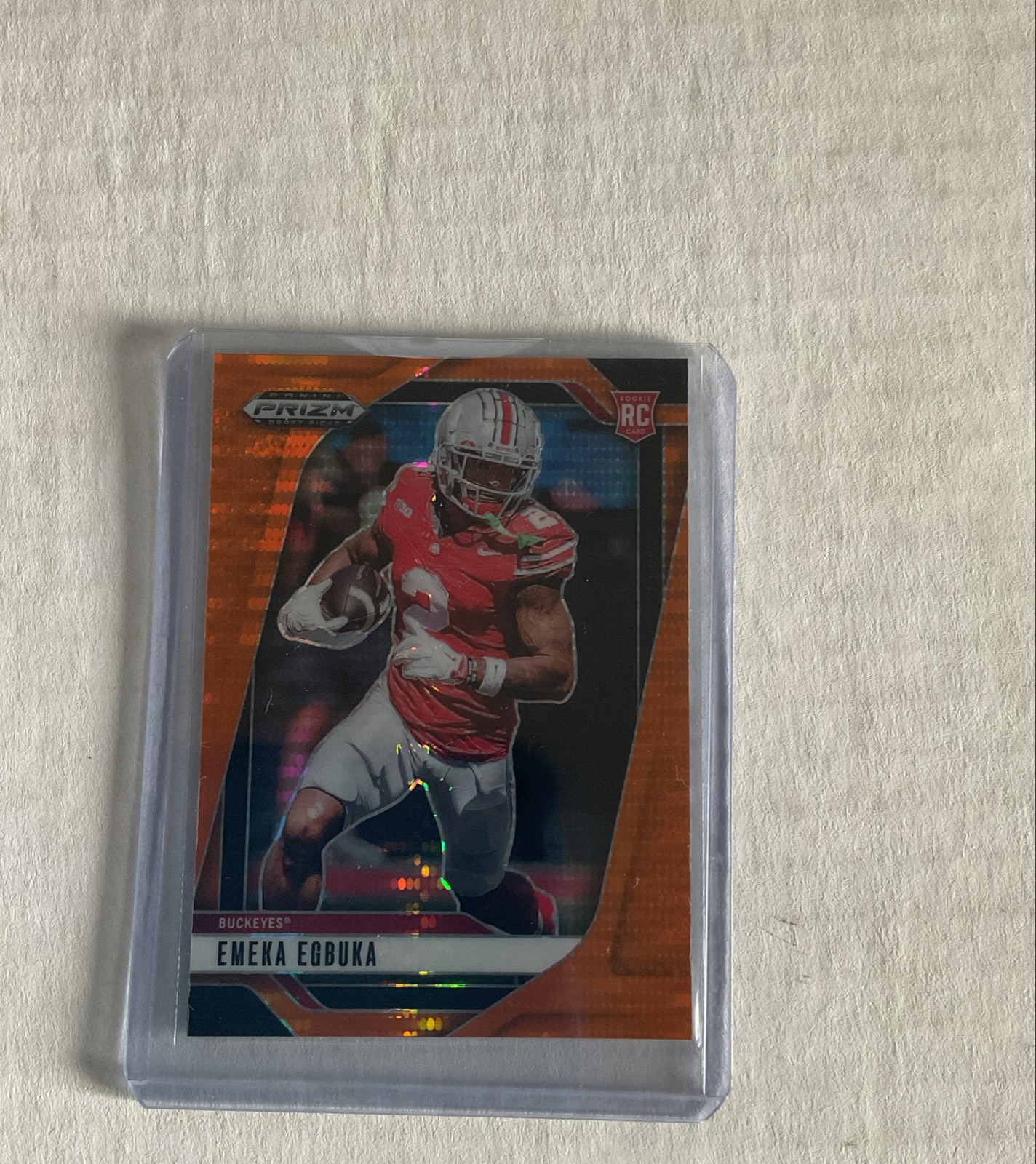 2025 Panini Prizm Draft Picks - Emeka Egbuka #85 Orange Pulsar Prizm /75 (RC)